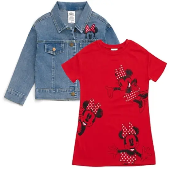 Disney Minnie Mouse Girls Denim Jacket and Dress Toddler to Big Kid image {8}
