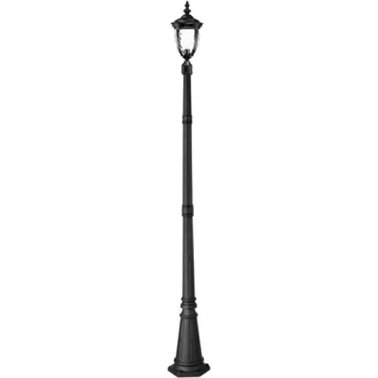 John Timberland Bellagio Rustic Outdoor Post Light Texturized Black with Flat Base Pole 99 3/4" Clear Hammered Glass for Exterior Barn Deck House Home image {4}