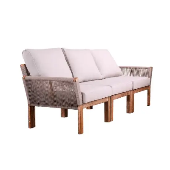 Brendina Outdoor 3-Seater Sofa - Natural with Gray Cushions - SEI image {3}