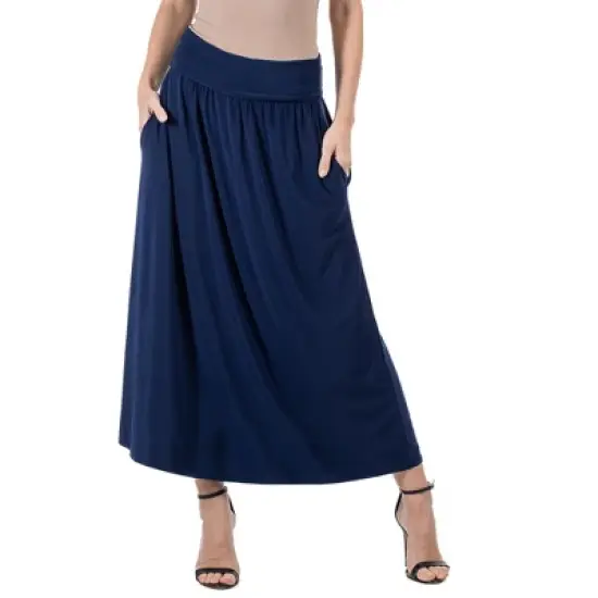 24seven Comfort Apparel Womens Foldover Maxi Skirt With Pockets image {5}