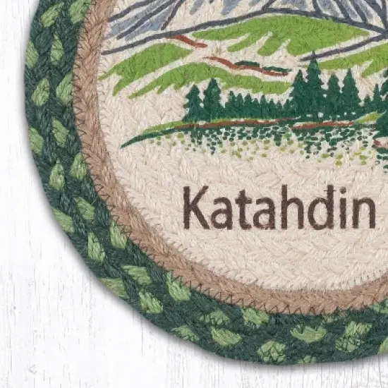 Earth Rugs Mt. Katahdin Table Trivet &ndash; Scenic Eco-Friendly Accent in Natural Jute image {1}