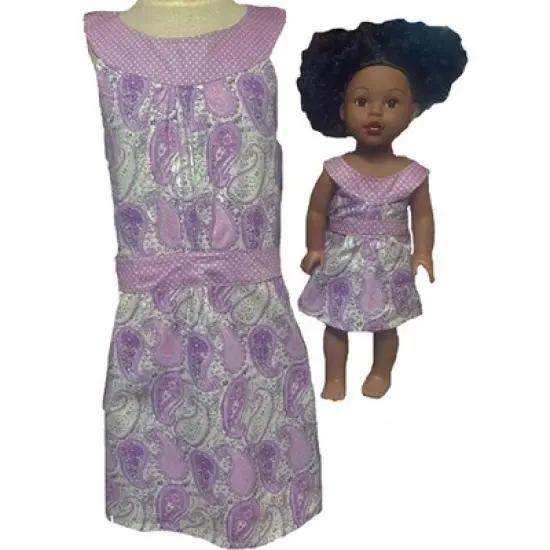 Doll Clothes Superstore Size 10 Matching Girl And Doll Lavender Paisley Sundress image {1}