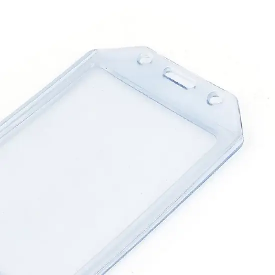 Unique Bargains Clear Blue PVC Vertical Name Tag ID Work Exhibition Badge Card Holder image {4}