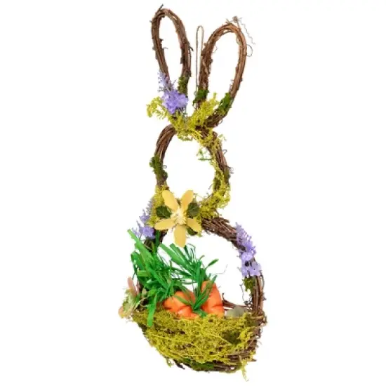 Northlight Artificial Floral Bunny Hanging Easter Basket Decoration - 14.5" image {3}