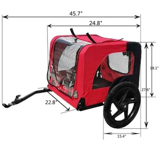 Foldable Dog Bike Trailers, Pet Bike Trailer With 16 Inch Wheels, Safety Reflectors And Flag, Internal Leash, Waterproof Mesh Dog Bike Trailer image {11}