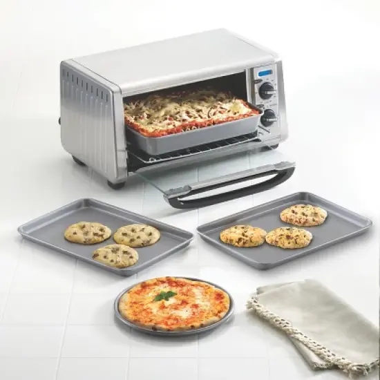 Farberware Nonstick Bakeware 4 Piece Toaster Oven Set: Carbon Steel, Rust-Resistant, Includes Pizza Pan & Cookie Sheet image {3}