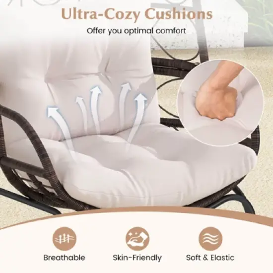 Costway Patio Wicker Rattan Egg Chair with Seat & Back Cushions Metal Indoor Outdoor image {6}