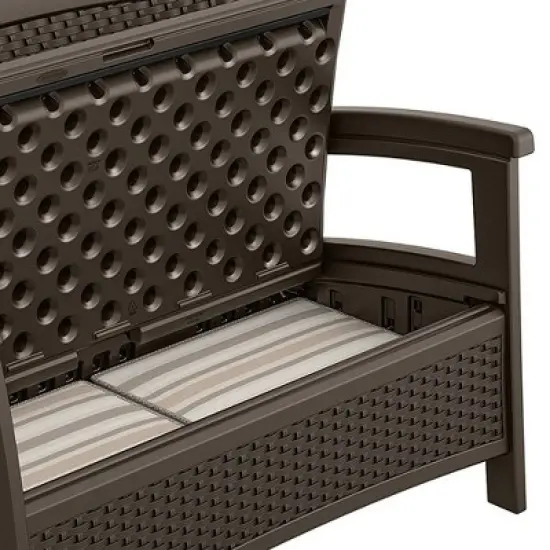 Suncast Loveseat with Storage Area & Trash Hideaway 33 Gallon Capacity Container image {2}