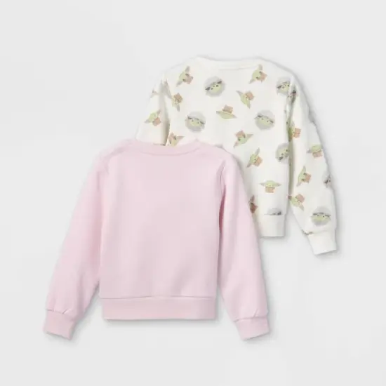 Toddler Girls' 2pk Baby Yoda Sweatshirt - Blush/White image {1}