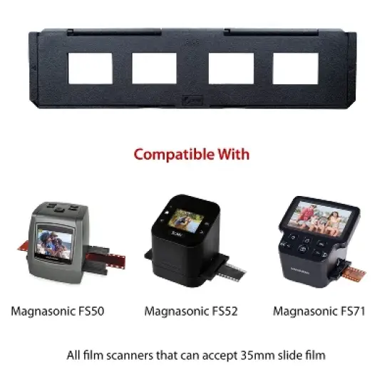 Magnasonic Long Tray Slide Film Holder for 35mm Compatible Film Scanners, Holds 4 Slides, Easy to Use - Set of 3 - Black image {5}