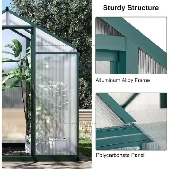 Sturdy Greenhouse, 6.25'x8' Shatterproof Polycarbonate with Large 24"x23" Roof Vent, Easy Setup image {4}
