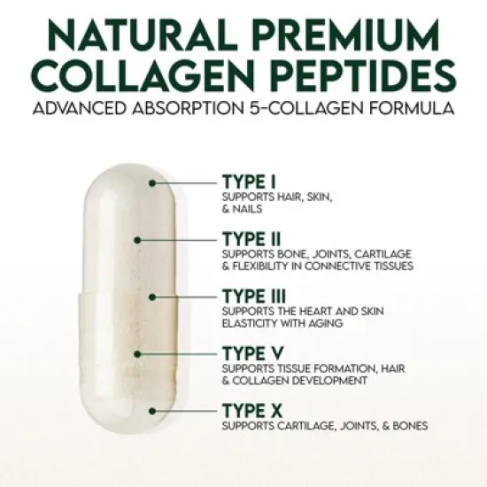 Collagen Peptides for Women & Men Hydrolyzed Supplement Hair Skin Nails Support - 60 Capsules;120 Capsules image {2}