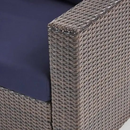 10pc Santa Rosa Wicker Patio Seating Sectional Set with Sunbrella Cushions Brown - Christopher Knight Home image {3}