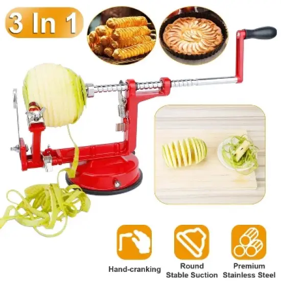 3-in-1 Apple Peeler, Corer & Slicer, Manual Hand-Crank Fruit & Potato Peeling Tool, Kitchen Gadget for Apples, Pears, Citrus image {1}