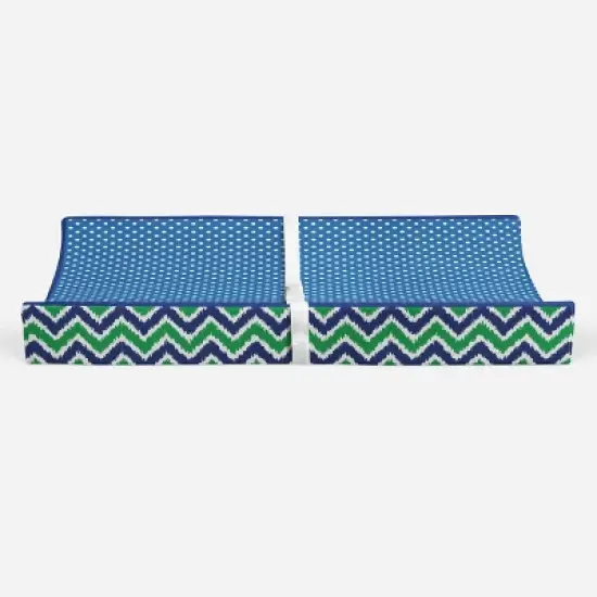 Bacati - MixNMatch Blue/Green Pin Dots Changing Pad Cover image {5}