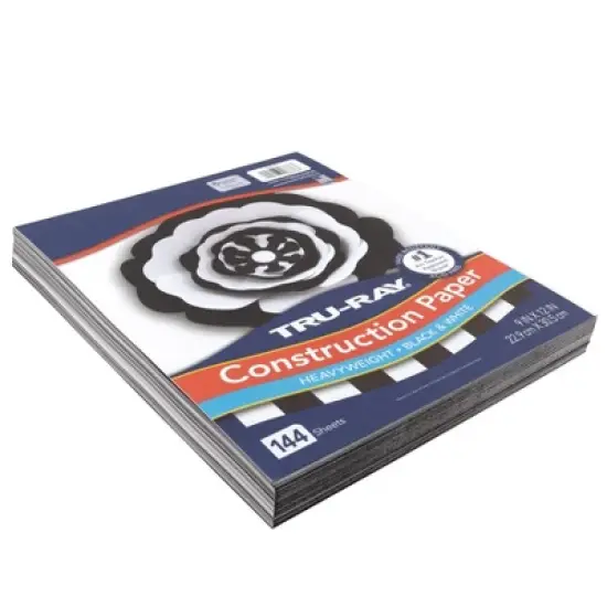 Tru-Ray&reg; Premium Construction Paper, Heavyweight, Black & White, 9" x 12", 144 Sheets image {2}