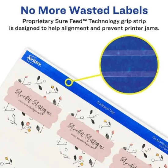 Avery Printable Blank Scallop Round Gift Tags with Sure Feed, 2.5" Diameter, Textured White, 90 Customizable Tags (80511) image {2}