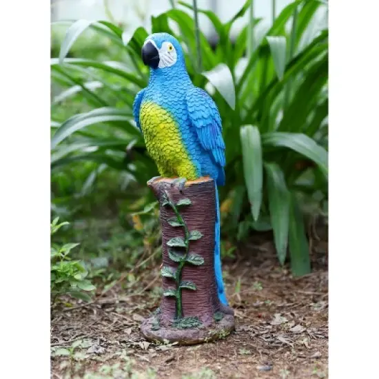 Techko Maid Parrot Blue Solar Outdoor Garden Statue Decor with Spotlight image {7}