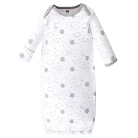Hudson Baby Infant Cotton Long-Sleeve Gowns 4pk, Star And Moon, 0-6 Months image {2}