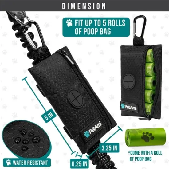 PetAmi Dog Waste Bag Holder for Leash, Puppy Waste Dispenser Walking Travel Camping, Treat Pouch Pet Supplies Must Have image {4}