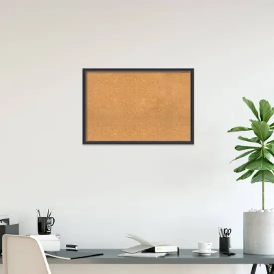 38"x26" Stylish Wood Frame Natural Cork Board Black - Amanti Art: Wall Mount, Decorative, 2ft x3ft image {6}