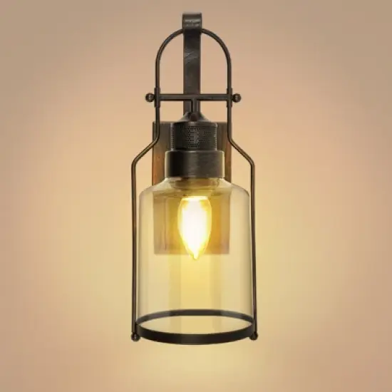 YIYIBYUS Rustic Farmhouse Clear Glass Sconces Antique Rust Wall Lamp image {10}