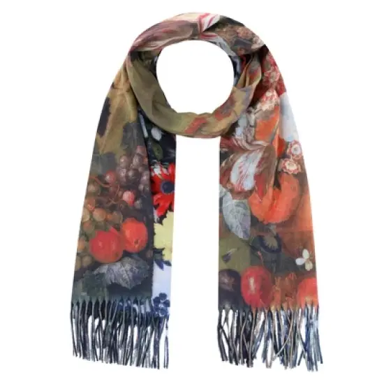 The Magic Scarf Company Women's Reversible Sueded Floral Art Print Button Shawl image {5}