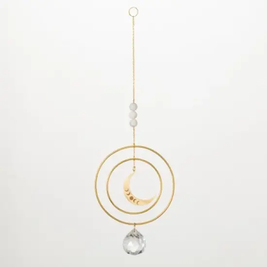 Woodstock Chimes Suncatcher Crescent Moon, White Stone 12" image {3}