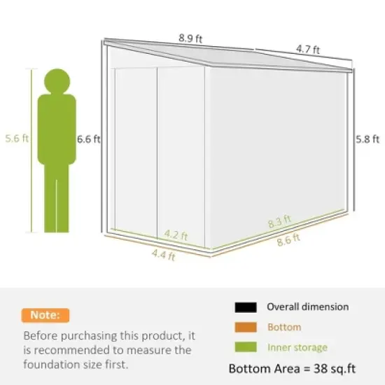 Resenkos Storage Garden Shed,Garden Sheds,4.6' x 9' Outdoor Storage Shed with Foundation Kit, Lockable Doors and Gloves, Dark Gray image {1}