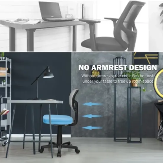 Tangkula Armless Mesh Office Chair Ergonomic Swivel Computer Desk Chair Height Adjustable Task Chair for Adults and Kids image {6}