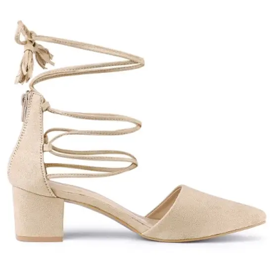 Allegra K Women's Pointed Toe Block Heels Lace Up Pumps image {5}