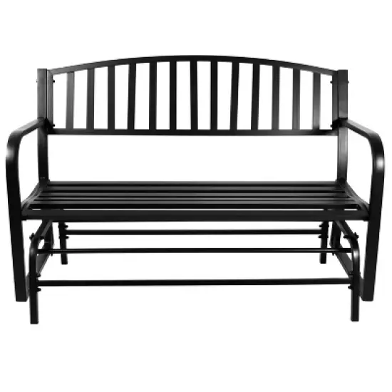 Sunnydaze 50" 2-Person Metal Outdoor Glider Bench, Black image {4}