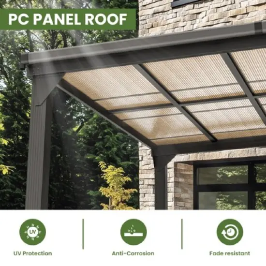 Pamapic Hardtop Outdoor Gazebo Pergola Aluminum Framed with Sloping Pitched Roof for Garden, Patio image {6}