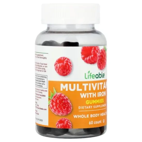 Lifeable Multivitamin with Iron Gummies, Raspberry, 60 Gummies image {3}
