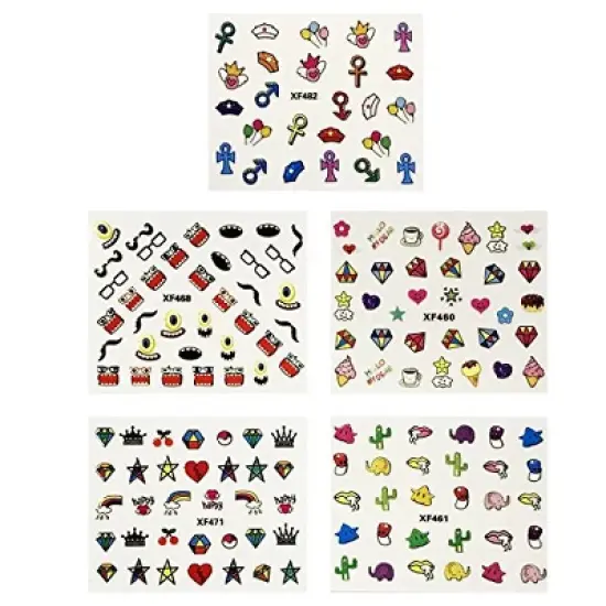 Wrapables Funky Monsters Funky Patterns Nail Stickers Nail Art 3d Nail Decals, 10 sheets (300+ nail stickers) image {1}