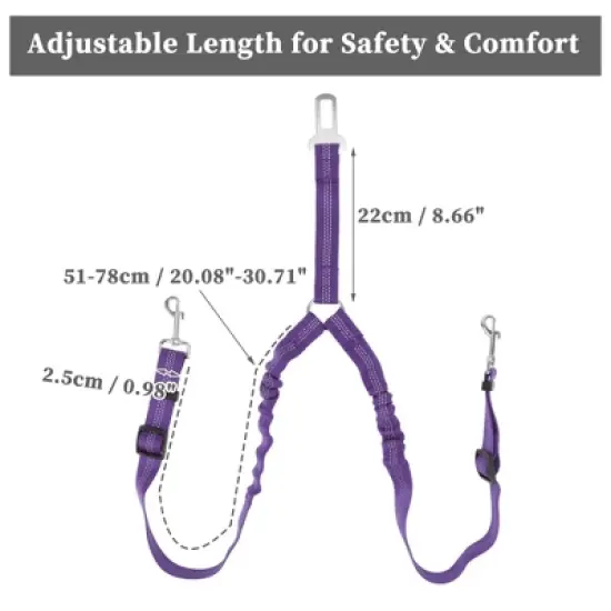Unique Bargains Double Dog Seat Belt Purple 1 Pc image {3}
