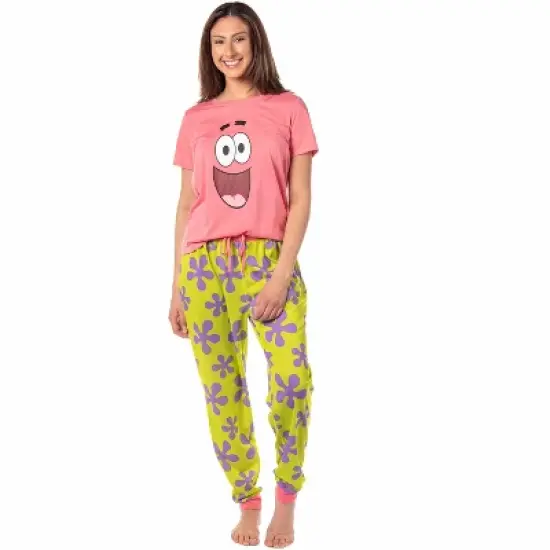 Nickelodeon Womens' SpongeBob SquarePants Patrick Star Sleep Pajama Set Multicolored image {4}