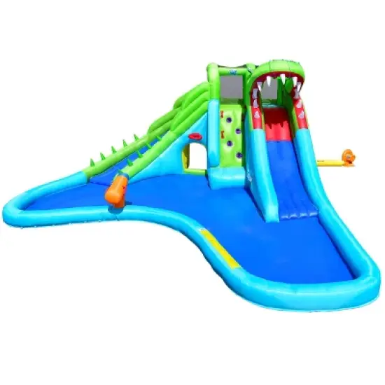 Costway Inflatable Kid Bounce House Dual Slide Climbing Wall Splash Pool w/Bag image {7}