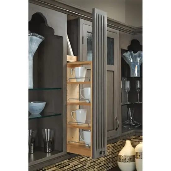 Rev-A-Shelf 432-WF39-6C 6 x 39 Inch Wooden Adjustable Pull-Out Between Cabinet Wall Filler Kitchen Storage Organizer Unit image {1}