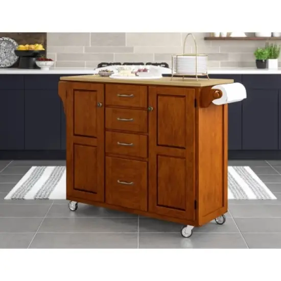 Create - A - Cart Kitchen Cart with Natural Top Cherry - Homestyles image {3}