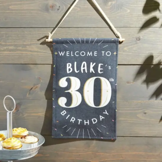 Sparkle and Bash Custom Welcome to 30th Birthday Sign with Sticker for Photo Backdrop Party Decorations, Black, 9.5 x 15.5 in image {1}