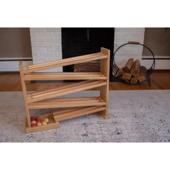 Remley Kids Wooden Ball Roller Racetrack - Balls included, Harvest Finish image {2}