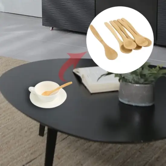 Unique Bargains Household Kitchen Porridge Soup Sugar Salt Wooden Spoon 6 Pcs image {4}