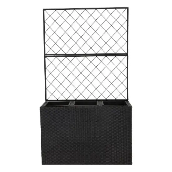Sunnydaze 3-Section Wicker Planter Box with Trellis for Indoor or Outdoor Use - Black image {3}