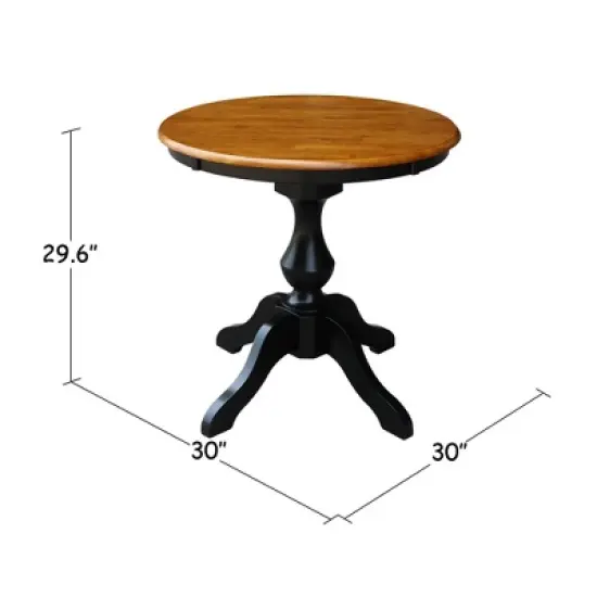 3pc 30" Clay Round Top Pedestal Table with 2 Chairs Dining Sets Black/Brown - International Concepts image {2}