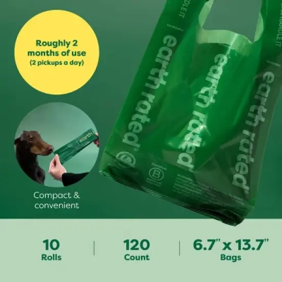 Earth Rated Unscented Dog Waste Disposal Bags Refill Rolls - 120ct image {3}