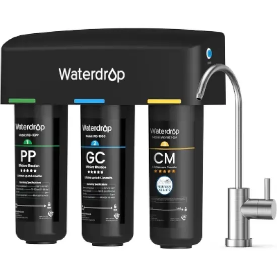 Waterdrop TSB-CM Under Sink Water Filter System Reduce Chloramine for CA, FL and Washington, D.C.,with Brushed Nickel Faucet image {9}