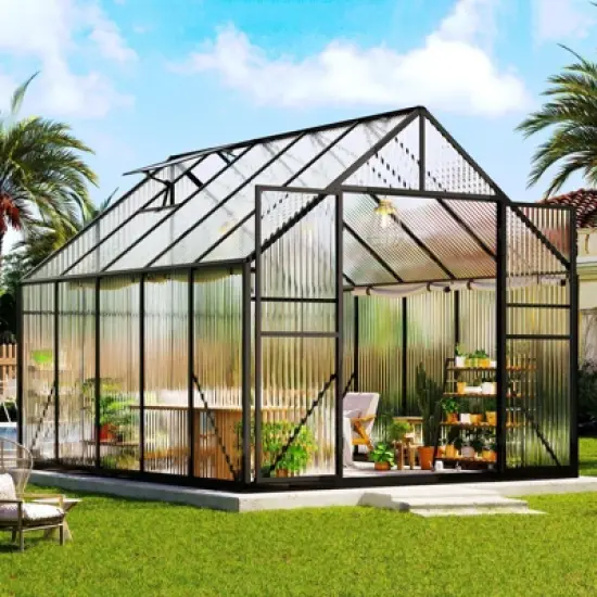 AMERLIFE Polycarbonate Greenhouse for Outdoors, Walk-in Design with Aluminum Frame image {9}