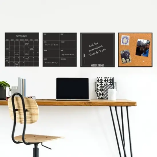 Wall Pops!  Dry Erase Calendar and Cork Board Set - Black image {2}