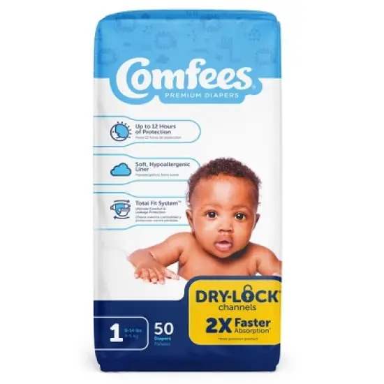 Comfees Baby Baby Diaper Size 1, 8 to 14 lbs. CMF-1, 200 Ct image {1}